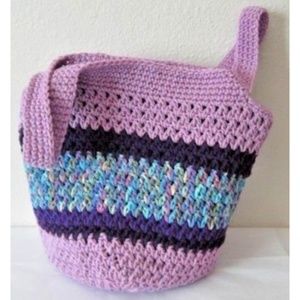 Crochet Purse Lavender Multi Colored Purple Lined
